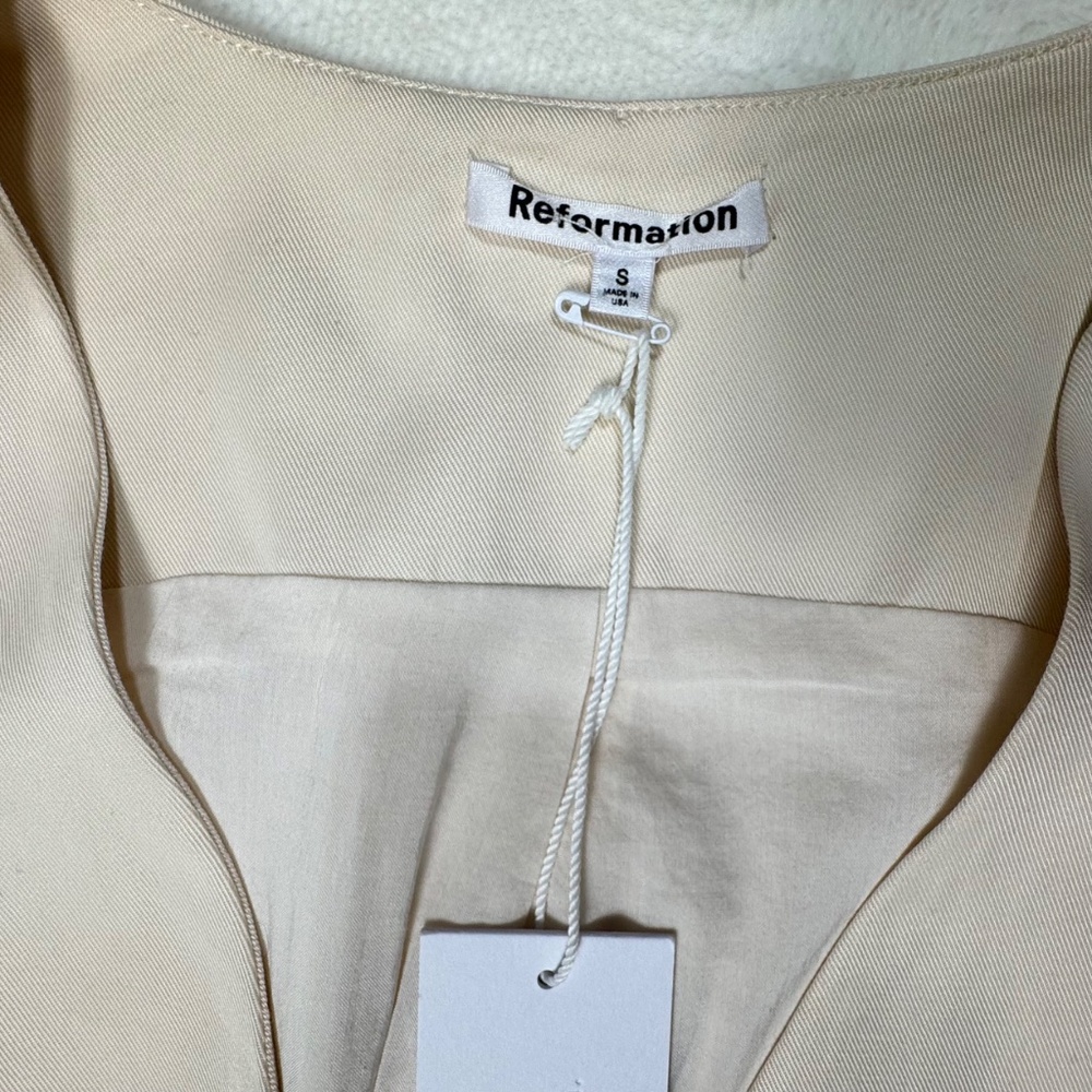 Reformation Casey Vest - Tailored Longline Waistcoat/ Sleeveless Top Cream - Picture 7 of 13